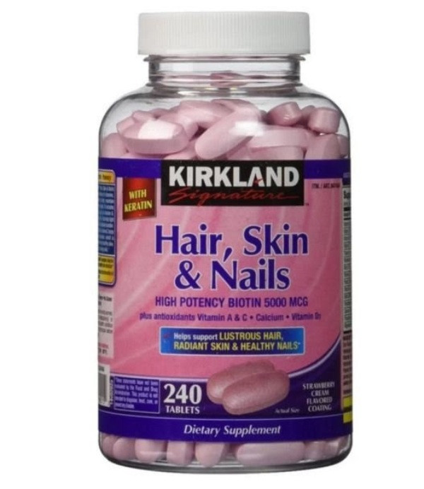 Viên uống làm đẹp da tóc và móng Kirkland Signature Hair, Skin & Nails 240 viên