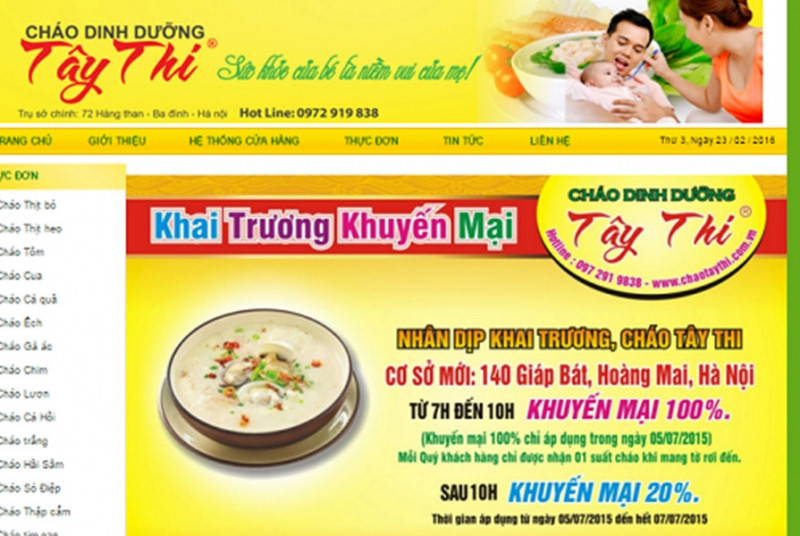 Cháo dinh dưỡng Tây Thi