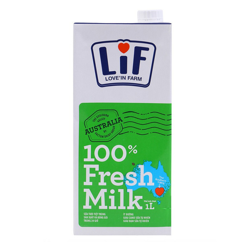 Sữa Tươi Úc tiệt trùng LiF 100% Nguyên Chất Ít Đường 1L