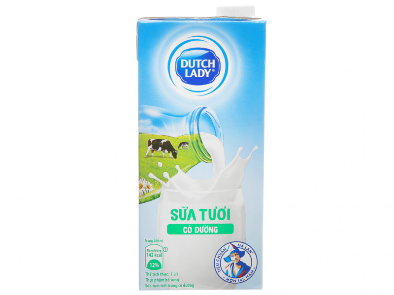 Sữa tươi tiệt trùng có đường Dutch Lady hộp 1 lít