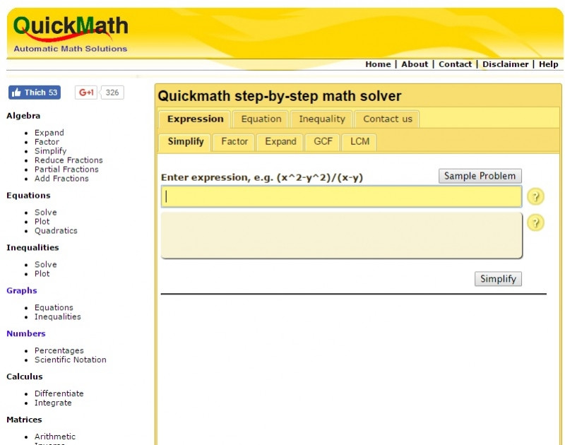 Website của QuickMath
