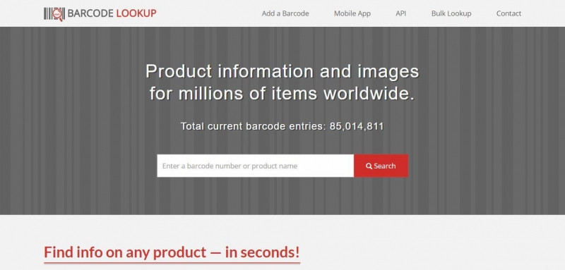 Barcode Lookup dùng dữ liệu từ hơn 1500 nhà bán lẻ và người dùng