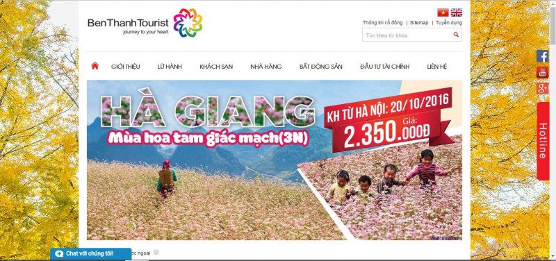 Giao diện Website Benthanh tourist