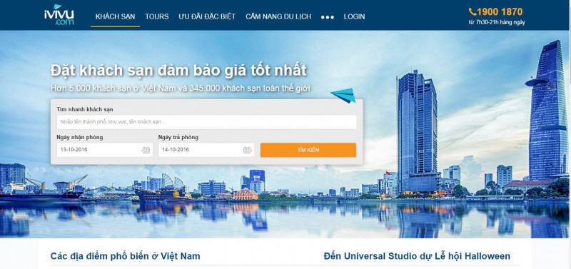 Giao diện website của ivivu.com