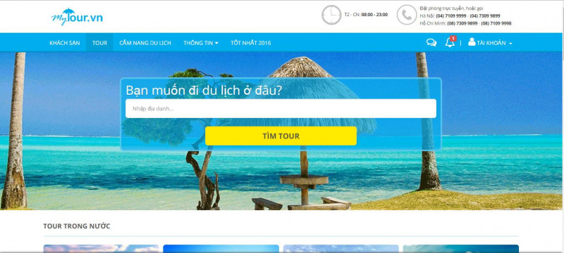 Giao diện website Mytour