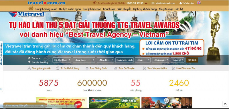 Giao diện website Viet travel