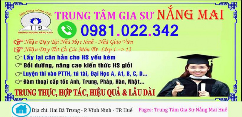 Trung tâm gia sư Nắng Mai