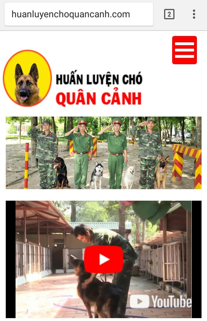 Trang website của trường huấn luyện chó quân cảnh TPHCM