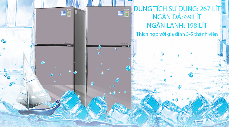 Tủ lạnh Aqua Inverter 267 lít AQR-I287BN PS