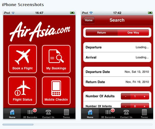 Ứng dụng đặt vé máy bay Air Asia