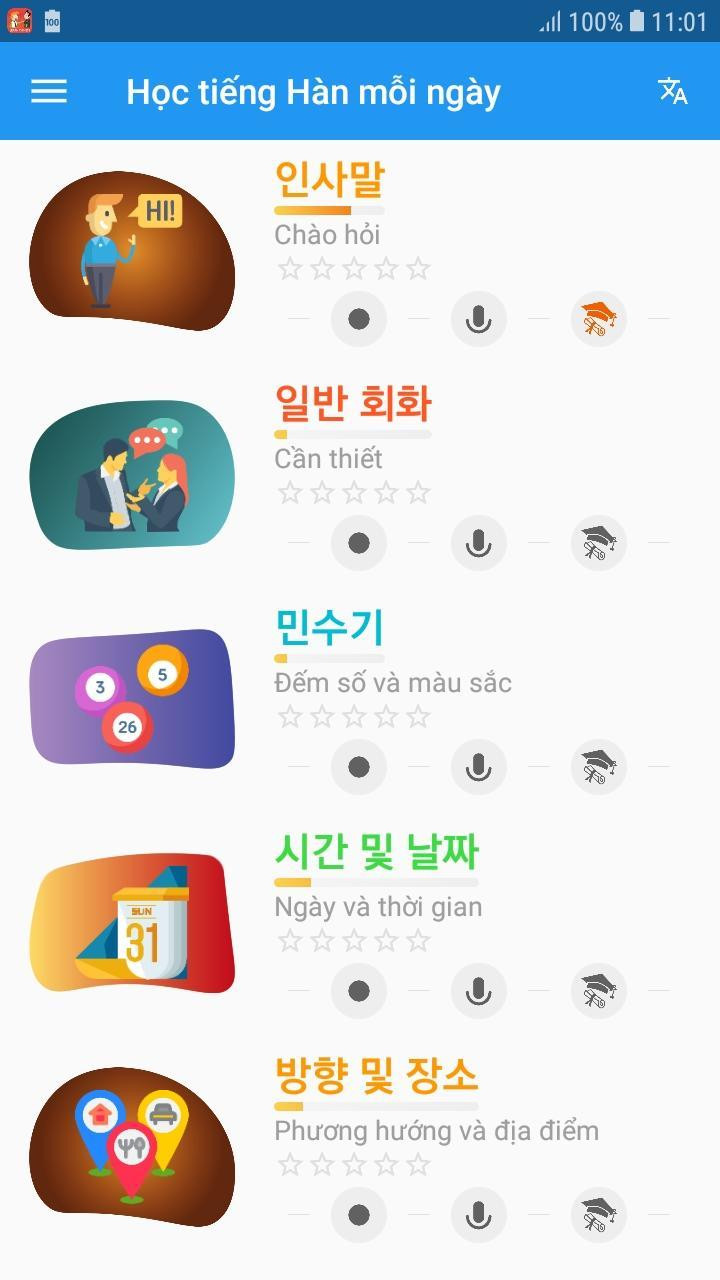 Giao diện bắt mắt cùng Ứng dụng Học tiếng Hàn mỗi ngày - Awabe