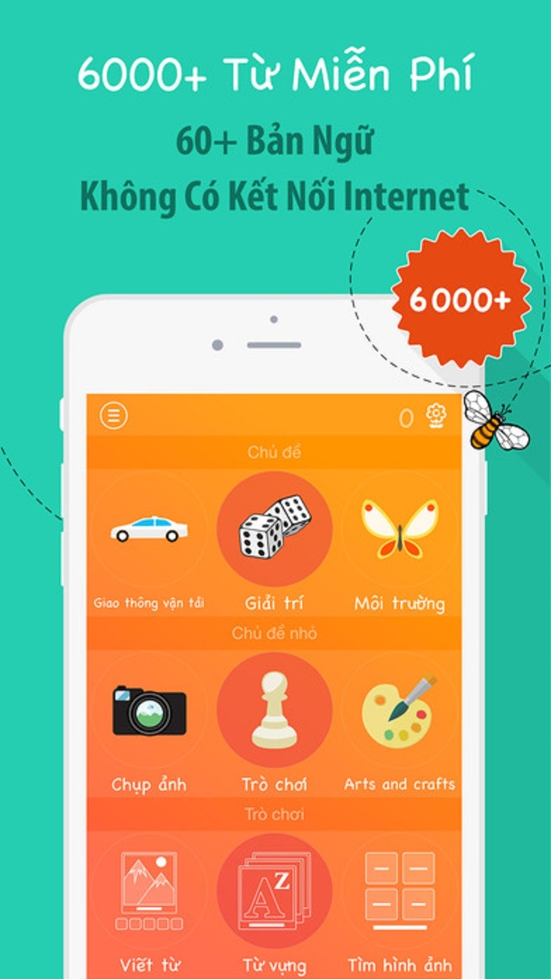 Giao diện của ứng dụng 6000 từ - Học tiếng Hàn với Fun Easy Learn