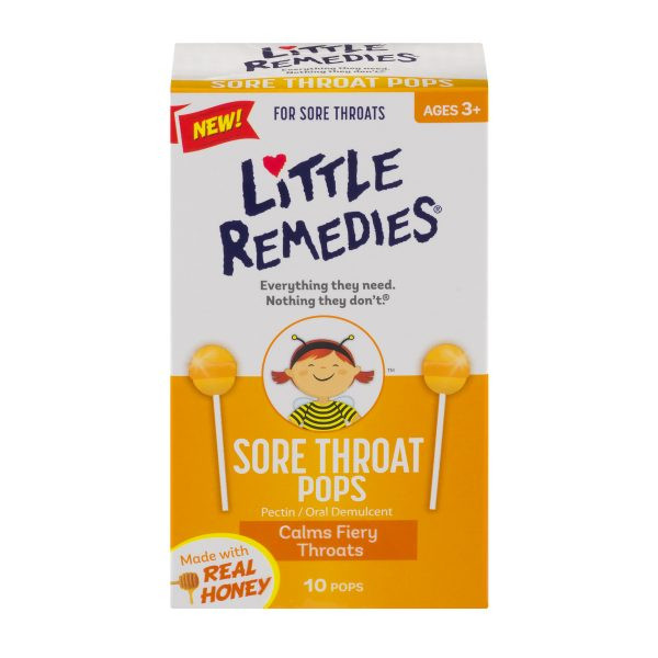 Kẹo ngậm trị đau họng dành cho trẻ Little Remedies Sore Throat Pops dưới dạng cây kẹo mút sẽ giúp bé thích thú dùng kẹo hơn việc dùng thuốc