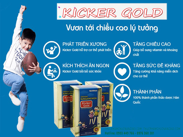Kicker Gold có tác dụng hỗ trợ trẻ em, thanh thiếu niên phát triển chiều cao