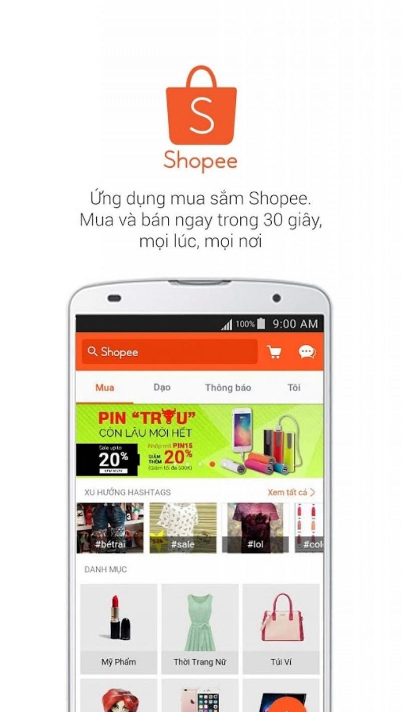 Giao diện app của Shopee.
