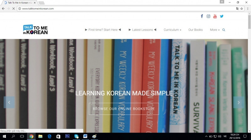 Giao diện của trang web Talk to me in Korean