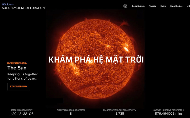 Nasa là trang web khoa học