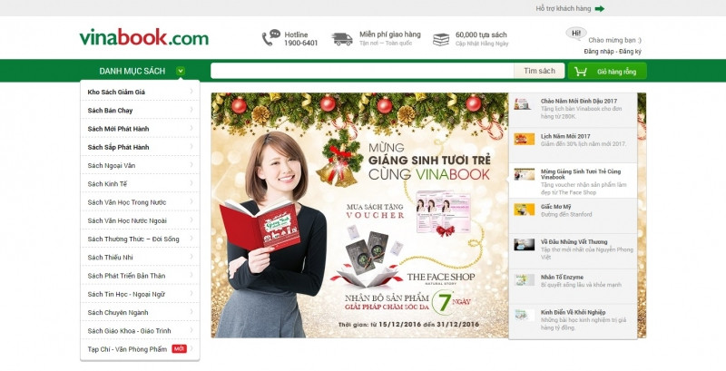 Giao diện website của Vinabook
