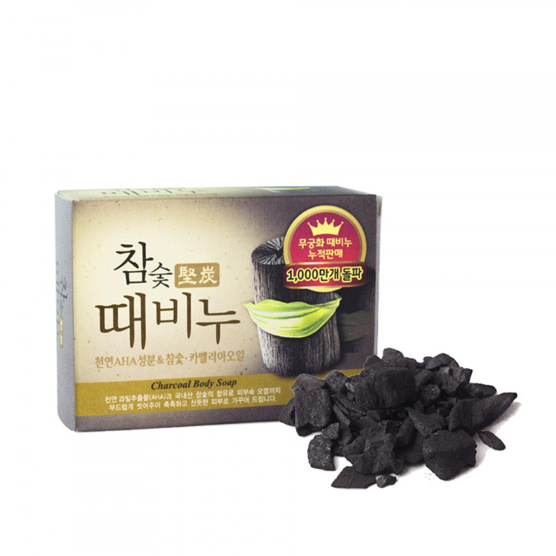 Xà bông tắm than hoạt tính tẩy da chết, trị thâm Mukunghwa Charcoal Body Soap