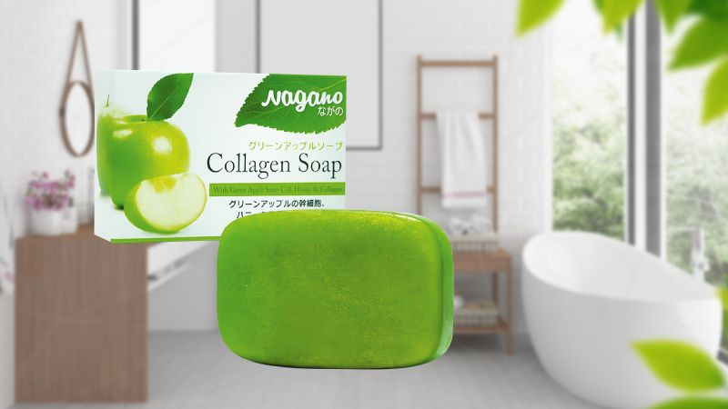 Xà phòng rửa mặt chiết xuất táo xanh và collagen Nagano Green Apple Collagen Soap