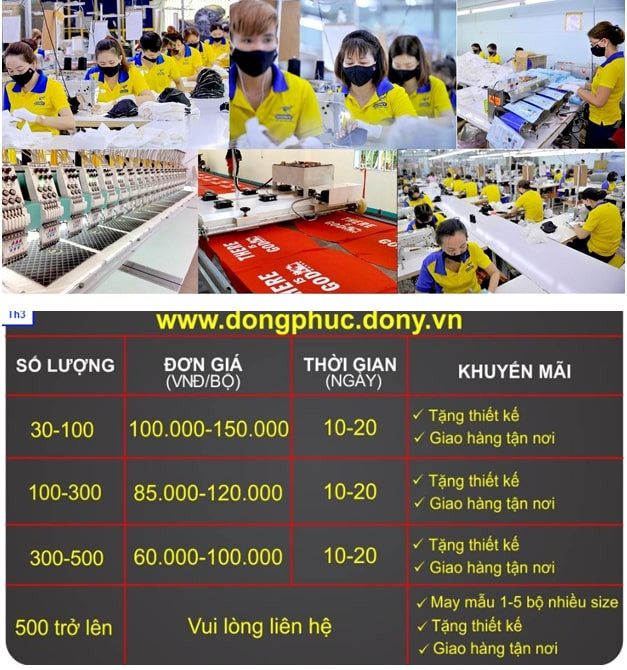 Bảng giá rõ ràng, minh bạch tại Xưởng may Dony