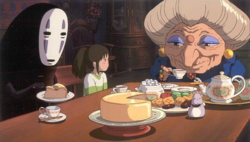Chihiro cùng các bạn ăn bánh và trò chuyện với Zeniba.