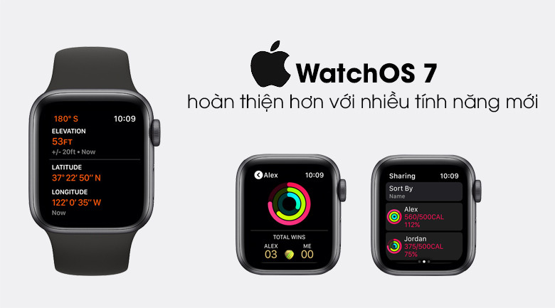 Apple Watch SE 44mm viền nhôm dây cao su