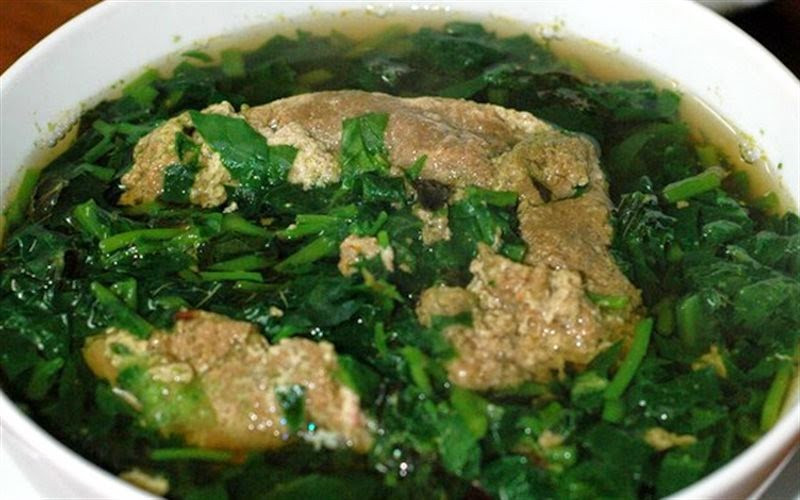 Canh cua rau đay, mồng tơi