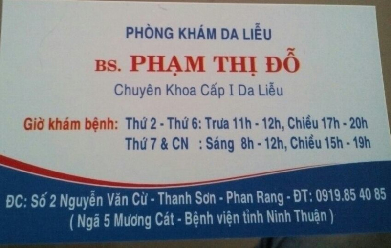 Phòng khám da liễu ở Ninh Thuận của bác sĩ Phạm Thị Đỗ