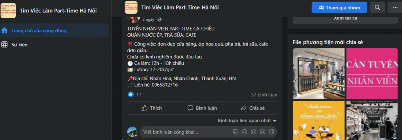 Tìm việc làm part-time Hà Nội