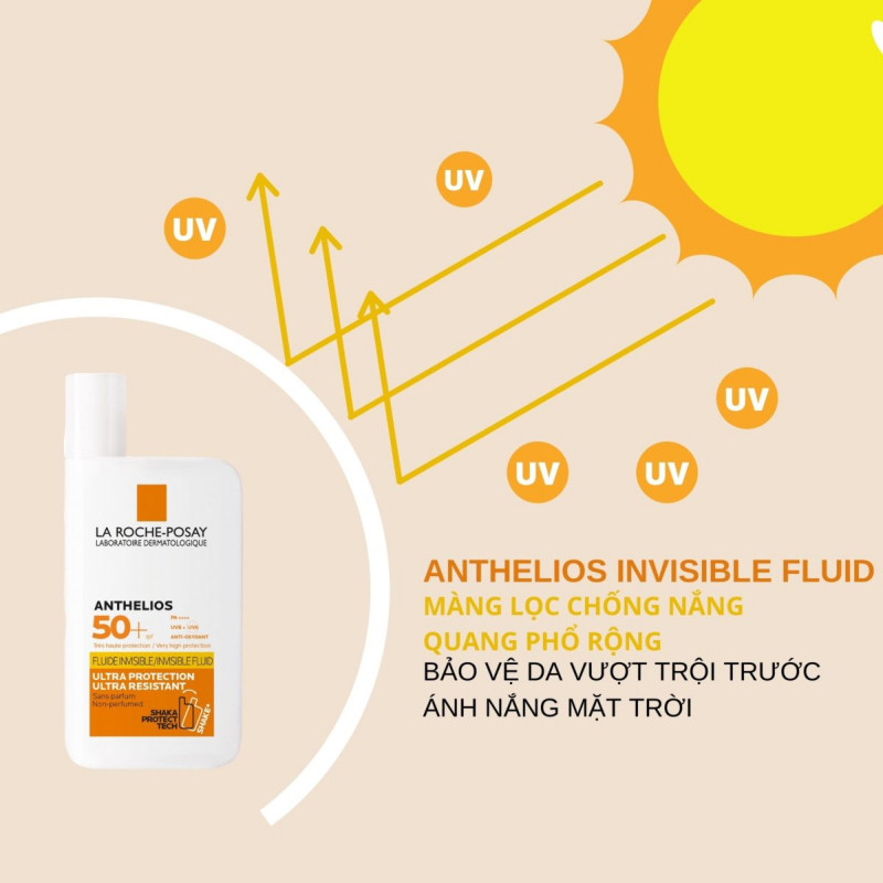 Kem chống nắng dạng sữa La Roche-Posay Anthelios Invisible Fluid SPF50+
