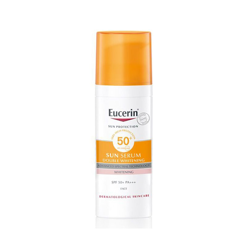 Eucerin Sun Serum Double Whitening SPF50+: Kem chống nắng giúp giảm thâm nám và dưỡng trắng da (50ml)