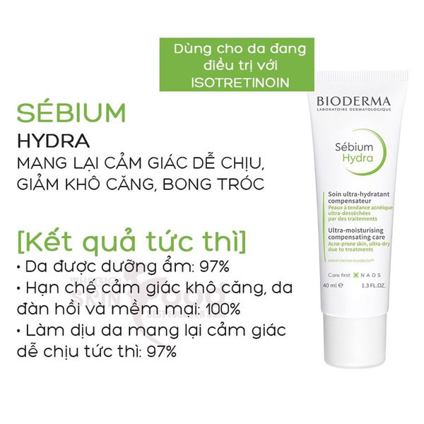 Kem dưỡng ẩm giảm khô căng, bong tróc cho da mụn Bioderma Sebium Hydra - 40ml