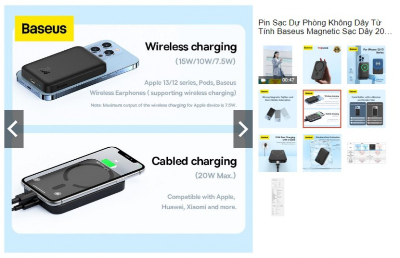 Pin sạc dự phòng không dây Baseus Magnetic