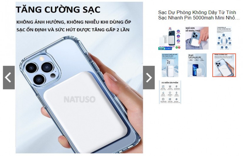 Sạc dự phòng không dây từ tính sạc nhanh pin 5000mah Mini