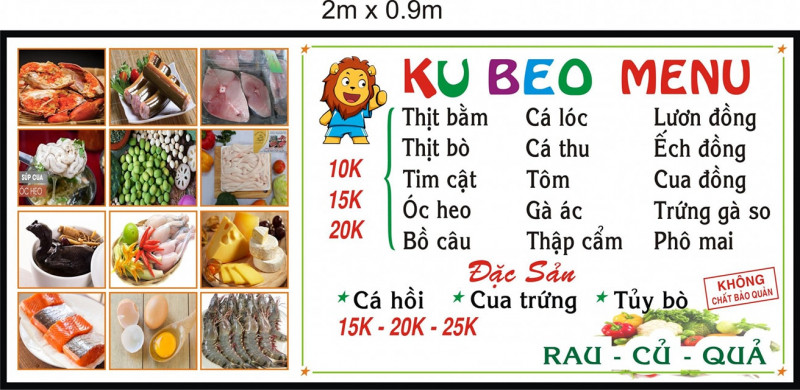 Menu đa dạng của Cháo Dinh Dưỡng Ku Beo