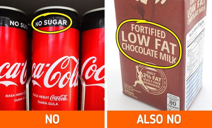 Các sản phẩm được dán nhãn “ít chất béo” hoặc “không đường”