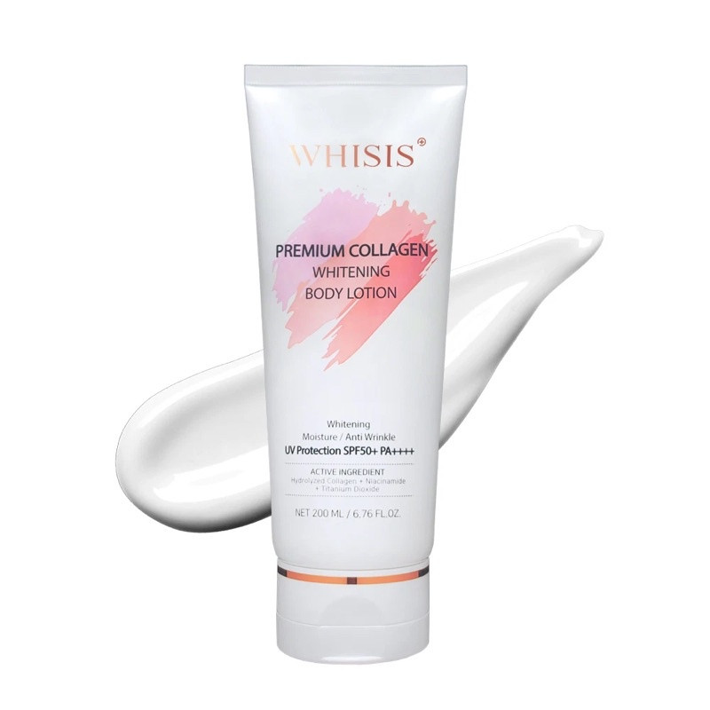 Kem dưỡng thể trắng da chống nắng nâng tone Hàn Quốc WHISIS Premium Collagen Whitening Body Lotion 200ml