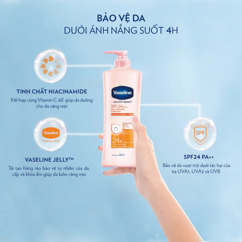 Sữa dưỡng thể trắng da chống nắng Vaseline Healthy Bringht Sun+Pollution Protection