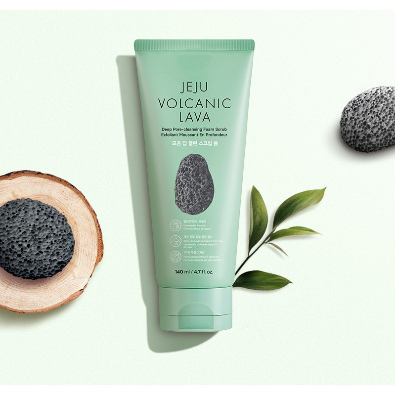 Sữa mặt siêu mịn thanh lọc lỗ chân lông Thefaceshop Jeju Volcanic Lava Deep Pore Cleansing Foam Scrub 140Ml