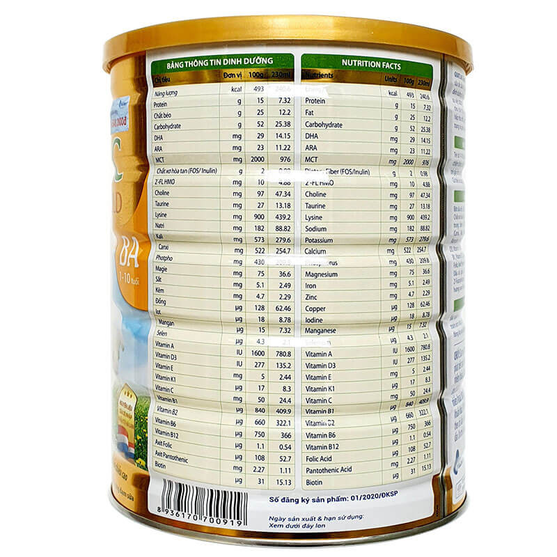 Sữa Dê GOATLAC Gold BA 800g (trẻ biếng ăn 1-10 tuổi)