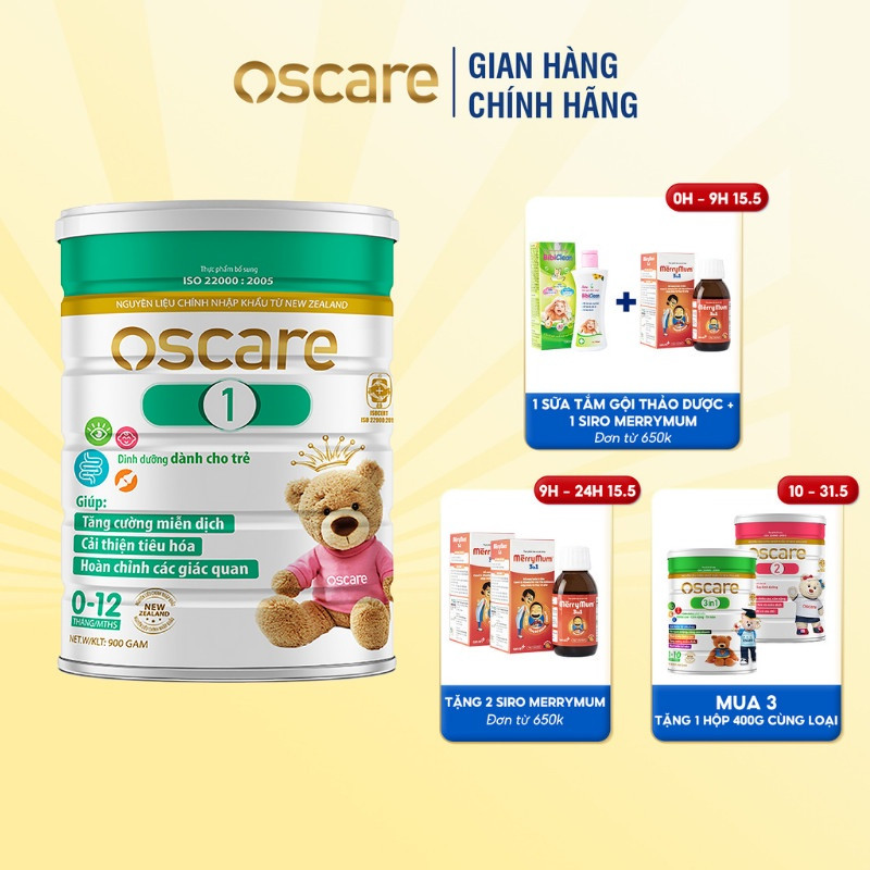 ﻿Sữa bột OSCARE Baby giúp tiêu hoá nhanh, tăng cường hệ miễn dịch dành cho bé từ 0-12 tháng tuổi 400-900g