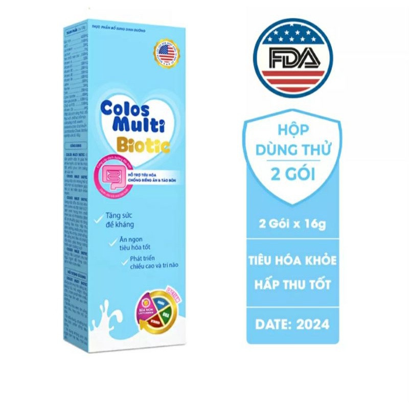 Sữa non Colosmulti Biotic hộp 2 gói x 16g chuyên biệt cho trẻ táo bón, tiêu hóa kém