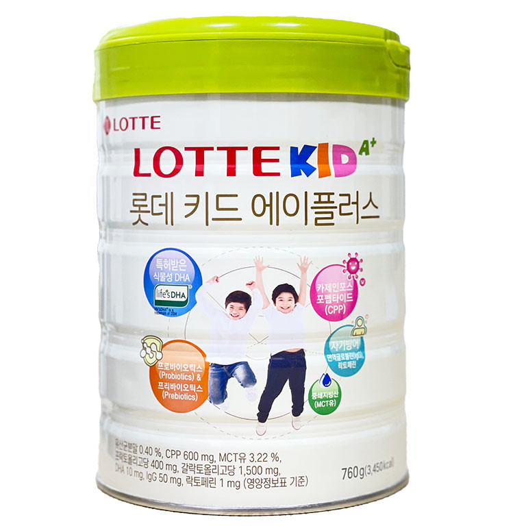 Sữa Lotte Kid A+ Hàn Quốc lon 760g hỗ trợ trẻ tăng chiều cao