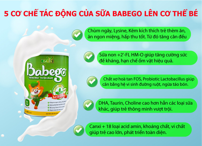 Sữa mát tăng cân, cải thiện biếng ăn, táo bón Babego 3y 400g