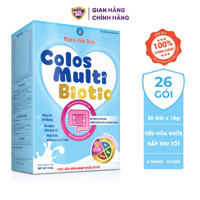 Sữa bột cho bé Colosmulti Biotic, sữa công thức chuyên biệt cho trẻ táo bón, tiêu hóa kém