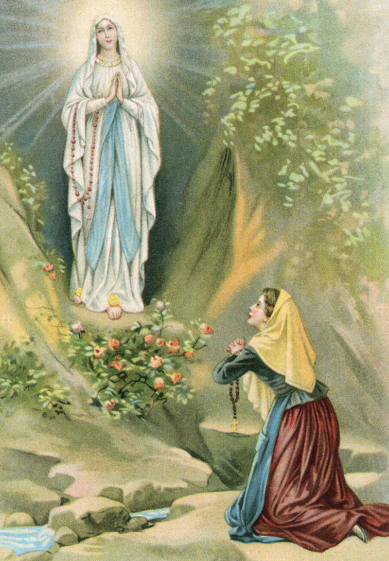 Thánh Bernadette Soubirous và Đức Maria ở hang động