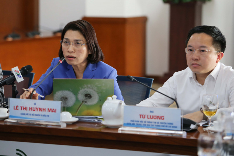 Bà Lê Thị Huỳnh Mai - Giám đốc Sở Kế hoạch và Đầu tư TP.HCM chia sẻ tại buổi hop