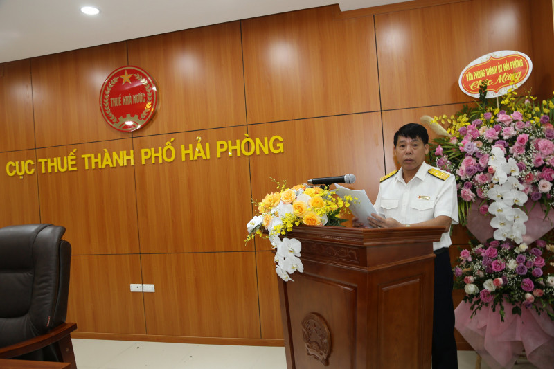 Ông Hà Văn Trường - Cục trưởng Cục Thuế TP. Hải Phòng phát biểu tại hội nghị.