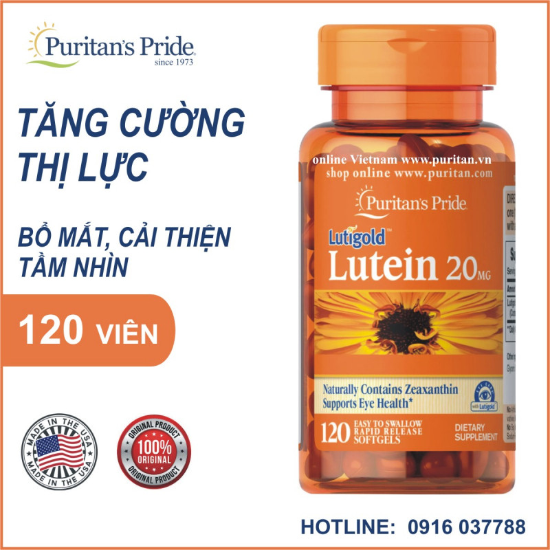 Viên uống bổ mắt, tăng cường thị lực Puritan's Pride Lutigold Lutein 20mg